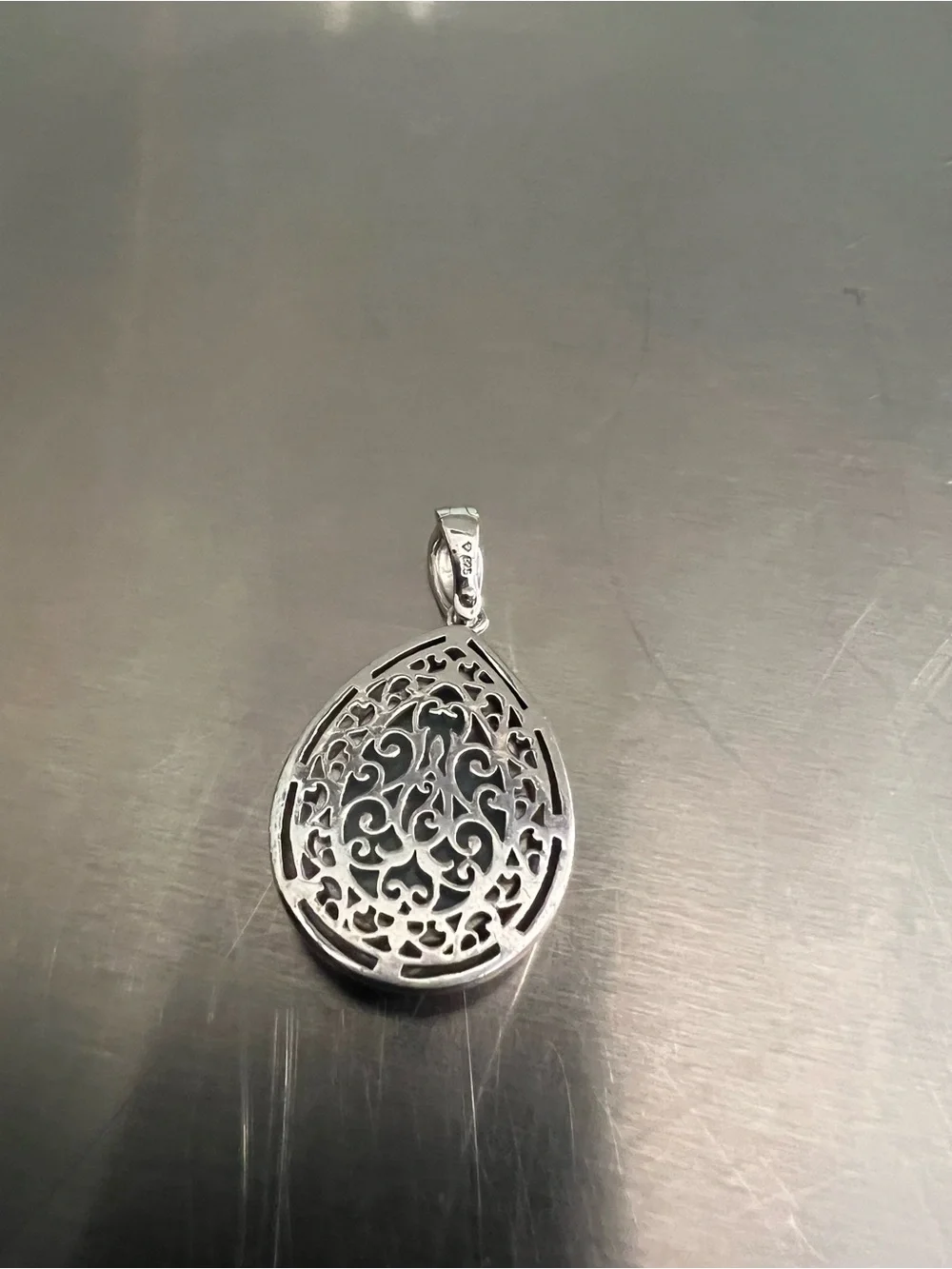 Teardrop Purple Druzy Pendant in Sterling Silver w/Open Clip Bale